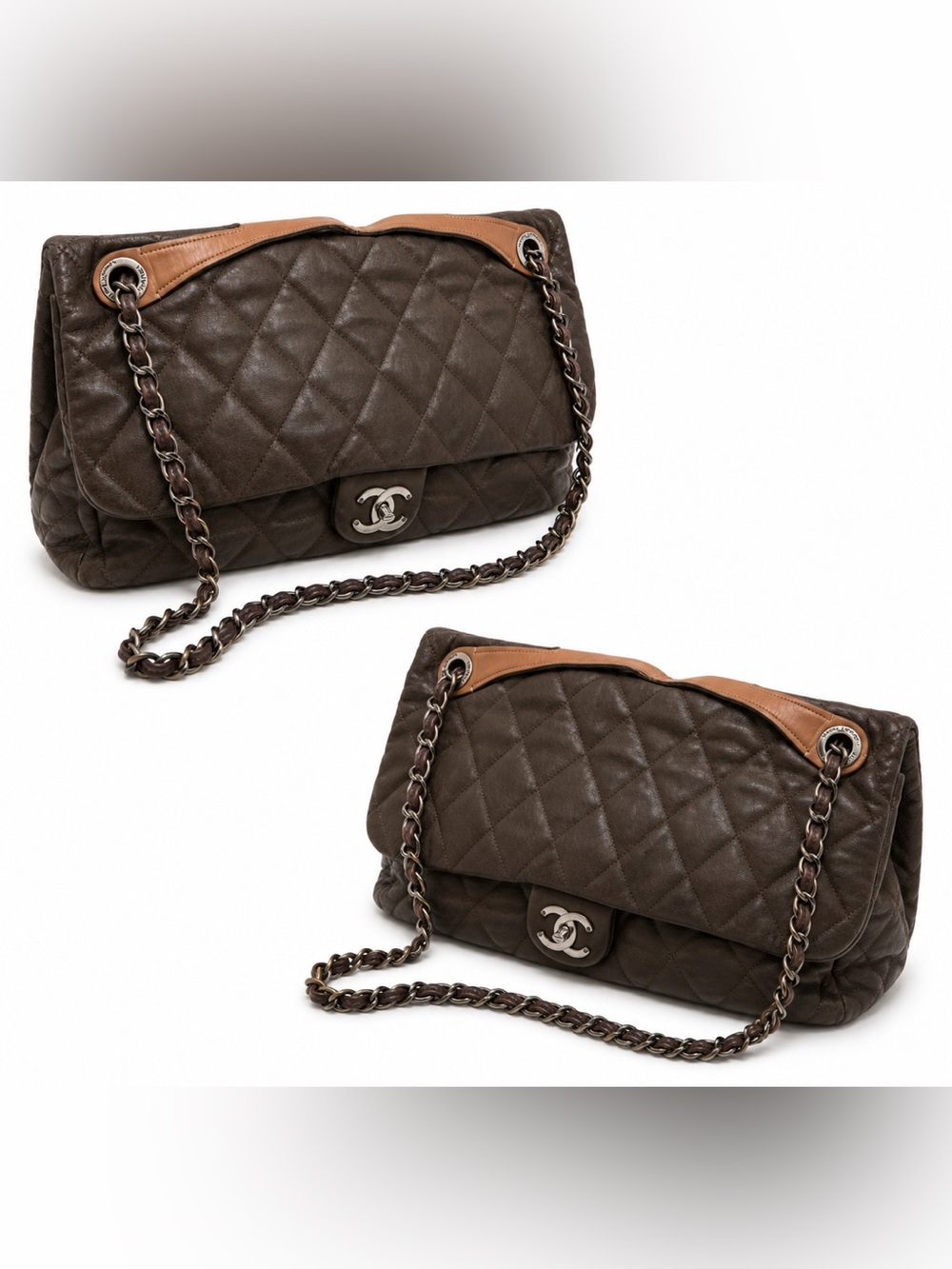 CHANEL QUILTED BROWN SHOULDER FLAP JUMBO